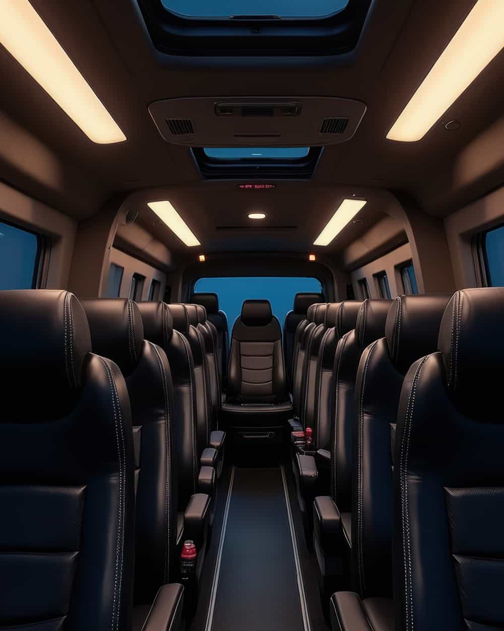 Transporte ejecutivo ruta diaria puerta a puerta, vehículo en zona corporativa